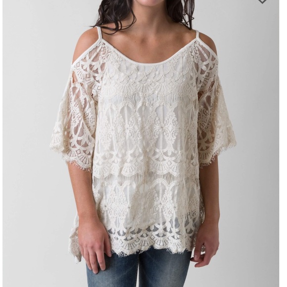 BKE Tops - BKE Boutique By Buckle Lace Cold Shoulder Blouse
